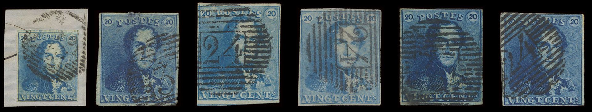 Collection of 7 varieties on the No. 2/2A. Varying in quality, but all beautiful in appearance. 