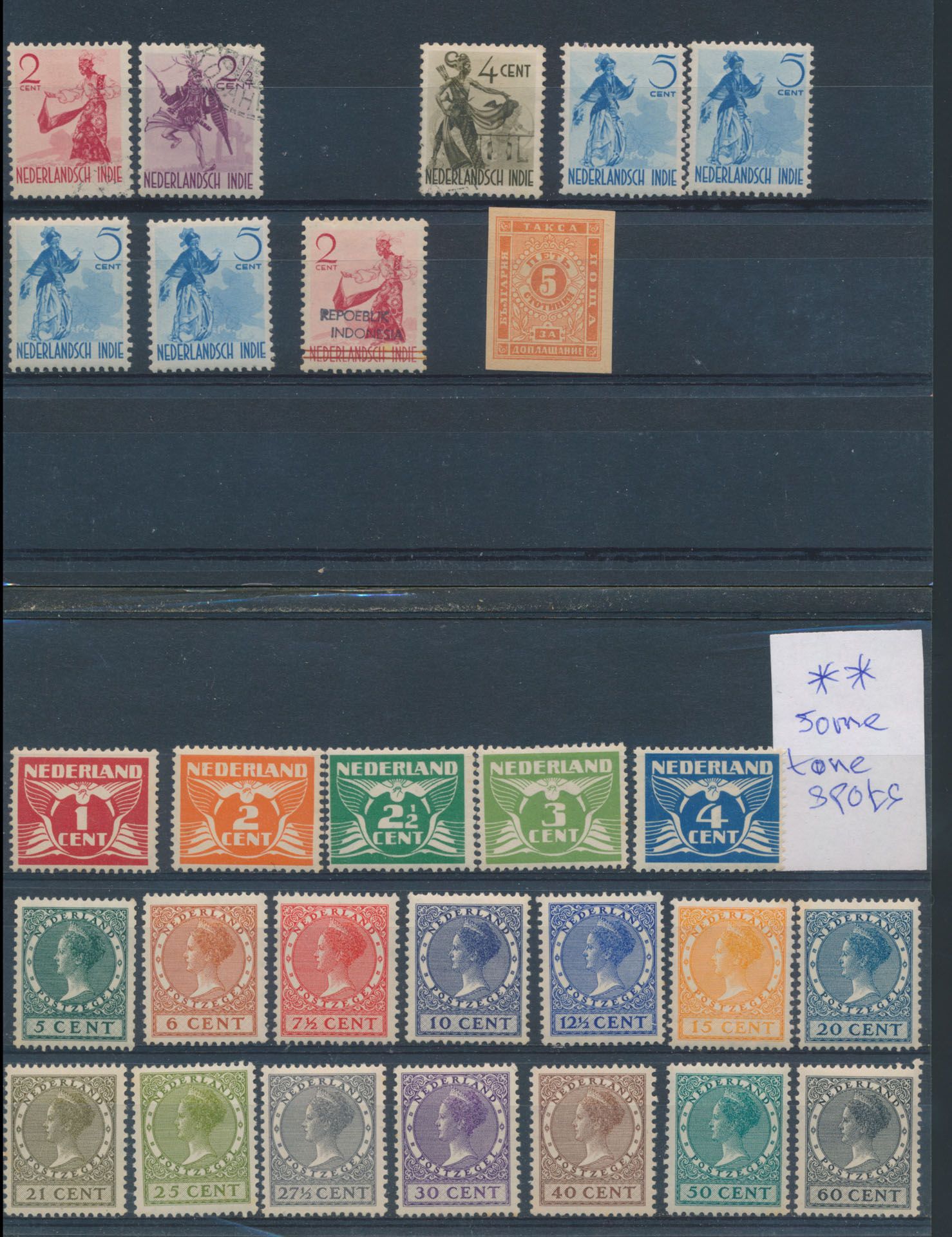 Pays-Bas et territoires, grande quantité de timbres sur cartes, y compris du meilleur matériel, qualités diverses, tb/b/àv.