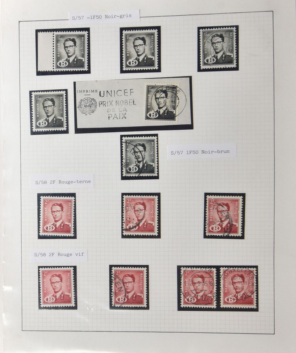 1953/1978 Boudewijn bril en Elström, verzameling dienstzegels waarbij op brieven en documenten (120 stuks), waarbij stempels uit de Oostkantons, zm/m 