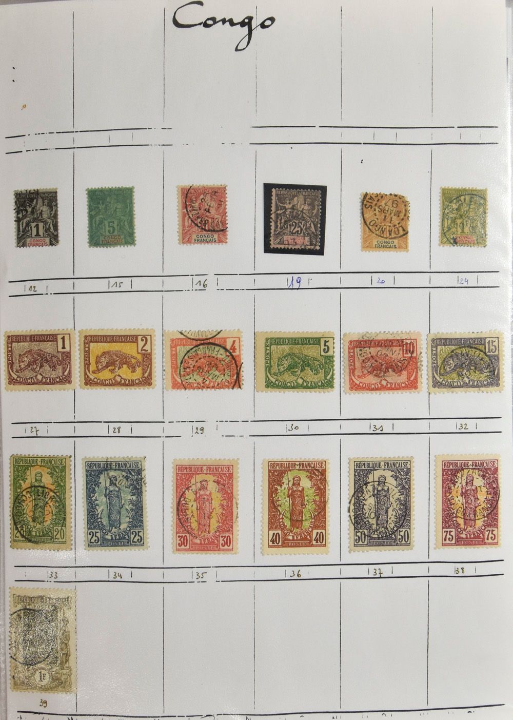 Verzameling in 2 ordners met o.a. Congo (met ongetand), Côte d'Ivoire, Côtes des Somalis, Djibouti, Nouvelle Calédonie, Nouvelles Hébrides, Oubangui-Chari, Polynésie, Réunion, Saint-Pierre et Miquelon, Wallis et Futuna, zm/m/ntz