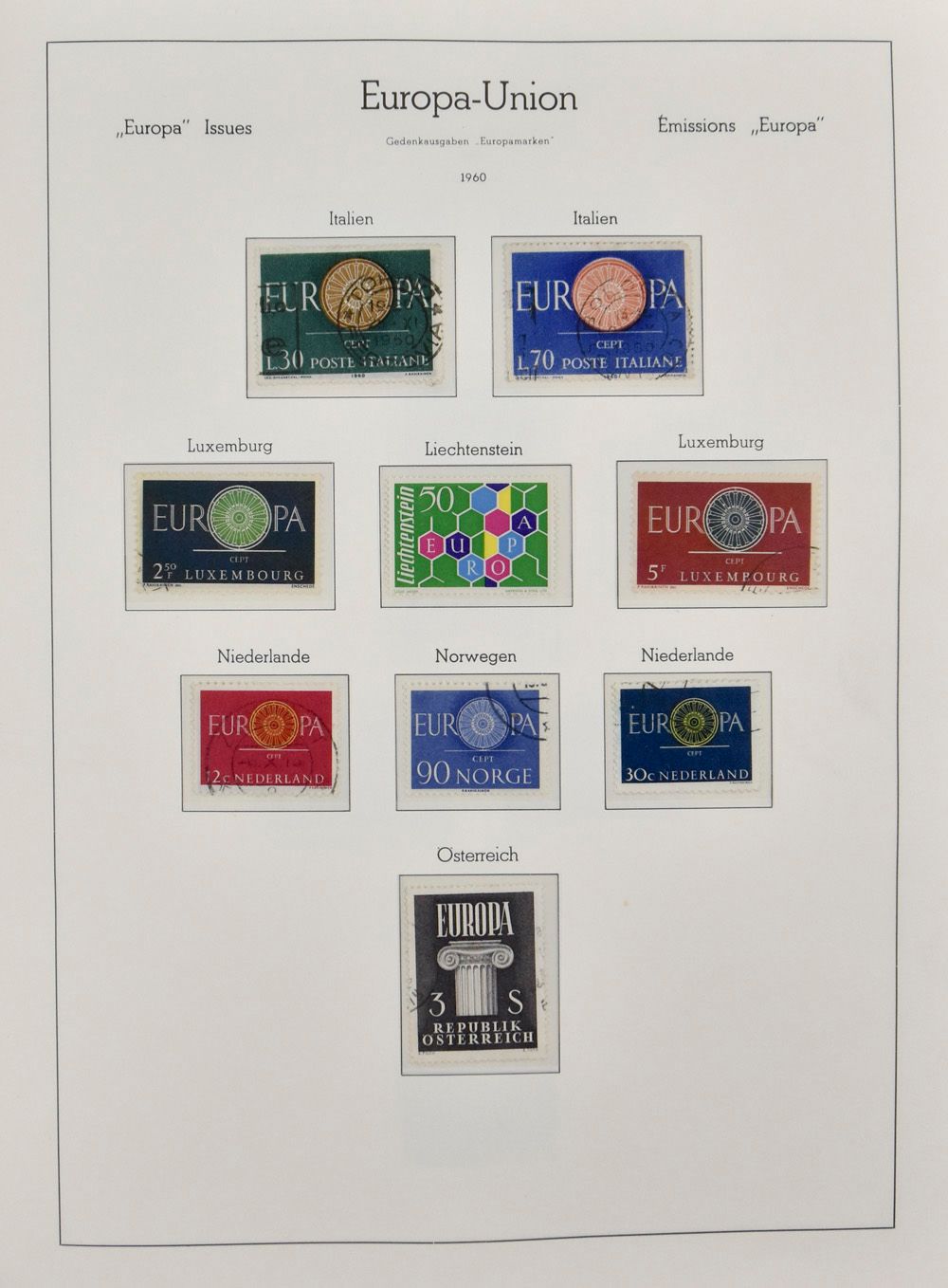 1956/1979 Verzameling in Leuchtturm album, lux '56 en '57 gest., Liechtenstein '60 en Andorra '72 **, zm/m/ntz