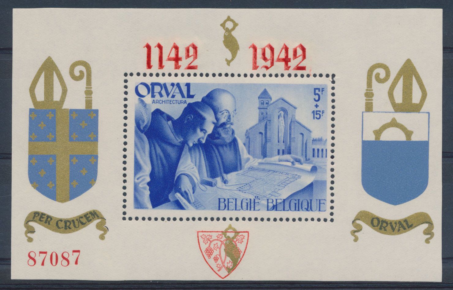 BL 18-Cu, English numerals, red overprint, perforated, numbered, with curiosity 