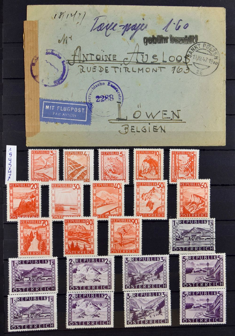 1945/2000 Verzameling met dubbels in dik insteekboek met o.a. klederdrachten postfris en op brief, zm/m/ntz