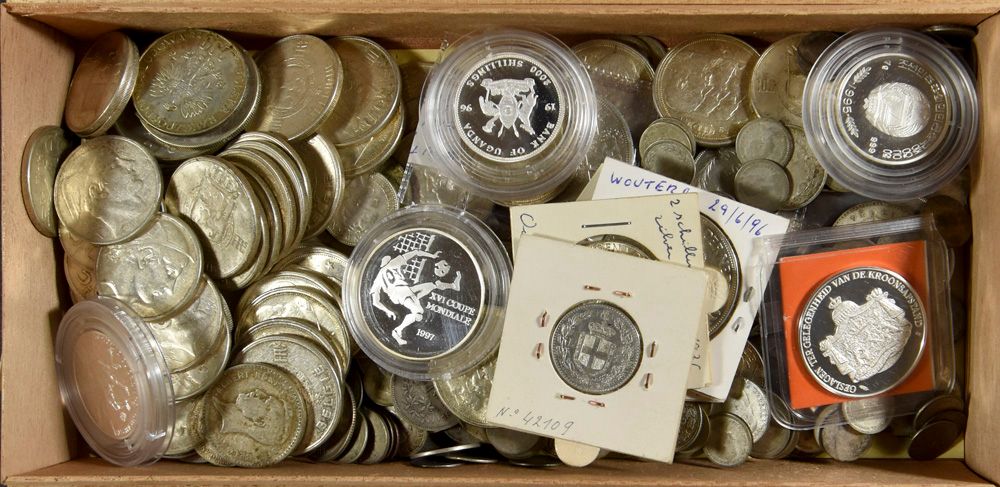 MUNTEN: Samenstelling zilveren munten (ca. 1.400gr. zuiver zilver)