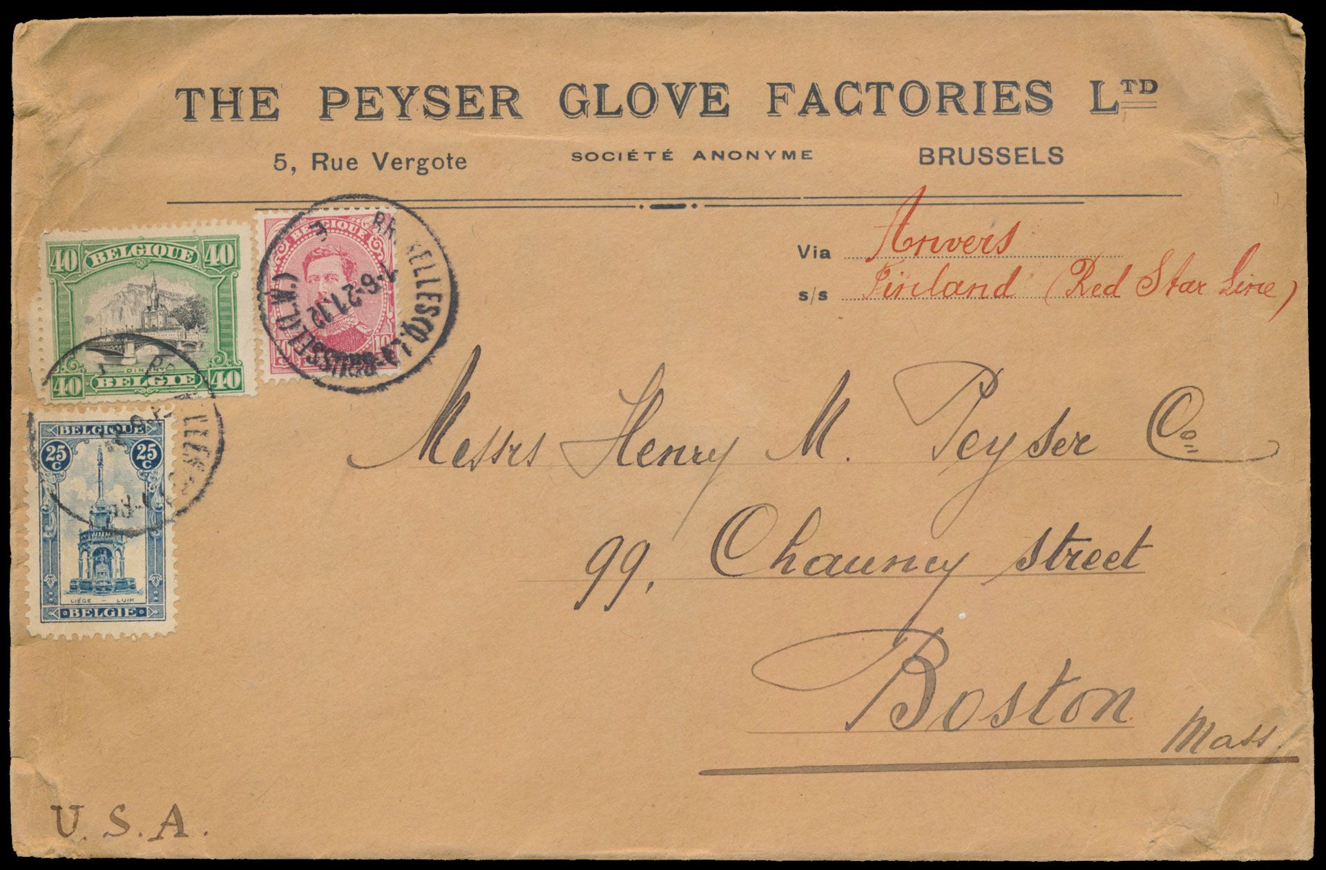 1921 N° 138, 143 en 164, op enveloppe, met briefhoofding 