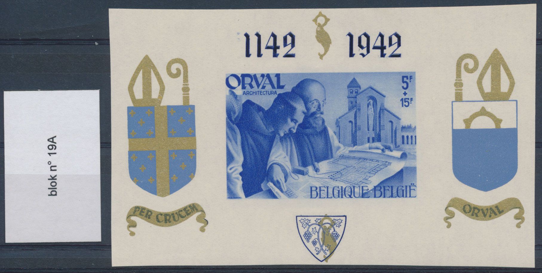 BL 19A, English numerals, blue overprint, imperforate, NOT numbered, vf (OBP €135)