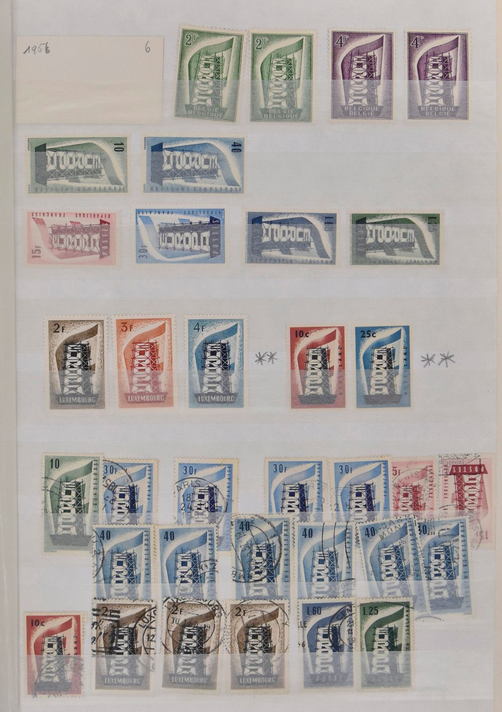 1956/1966 Verzameling met dubbels in 2 insteekboeken met o.a. Luxemburg 1956, Liechtenstein 1960 en vele andere postfris, tevens veel gest. en FDC's, zm/m