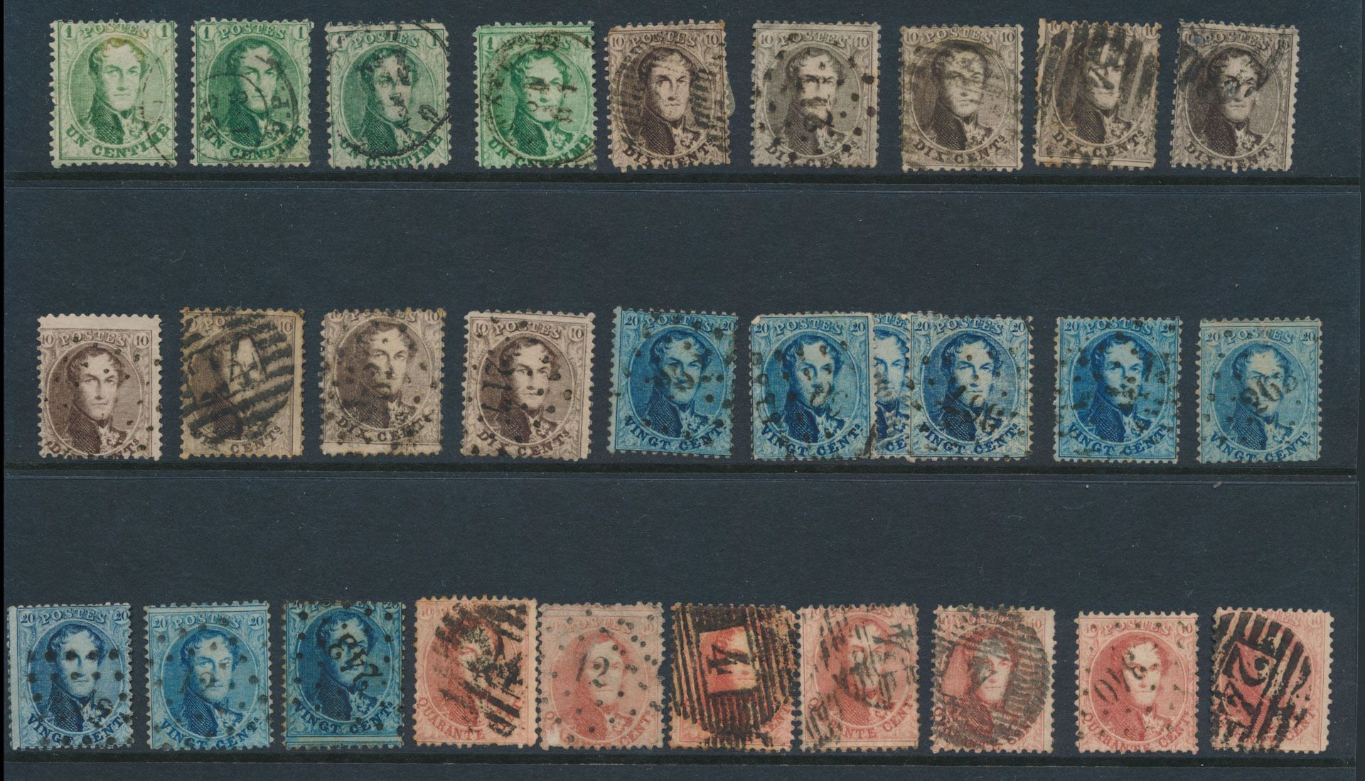 Nos 13 (4x), 14 (9x), 15 (9x) et 16 (7x) Lot de médaillons dentelés, quelques pièces plus belles pour le spécialiste, zm/m/ntz.