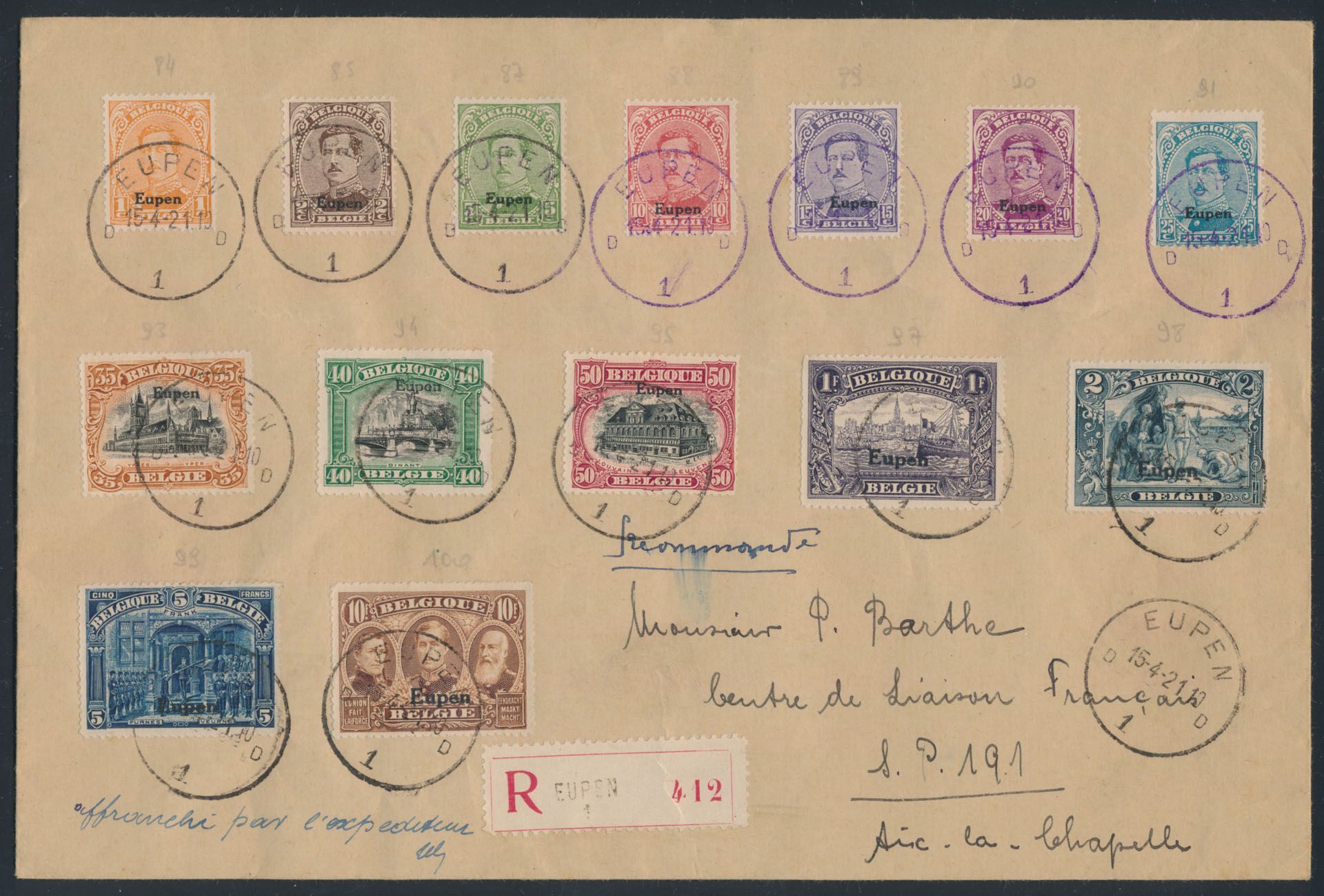 1916/1978 Samenstelling 14 brieven waarbij diverse uitgiften, mooie frankeringen, aangetekende, luchtpost, enz., interessant, zm