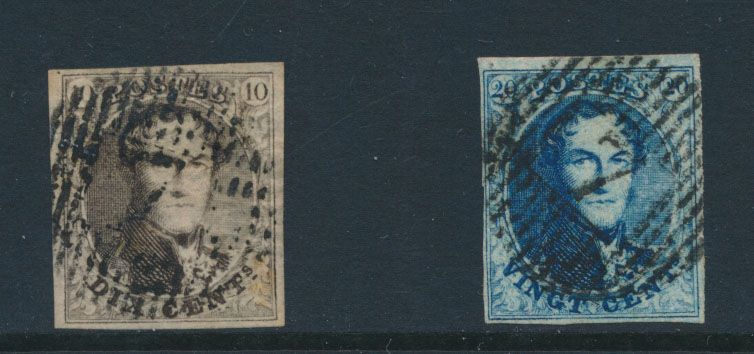Nr. 6 und 7, beide vollrandig mit zentraler Abstempelung D.7-Blankenberghe, zm (COBA 60 €)