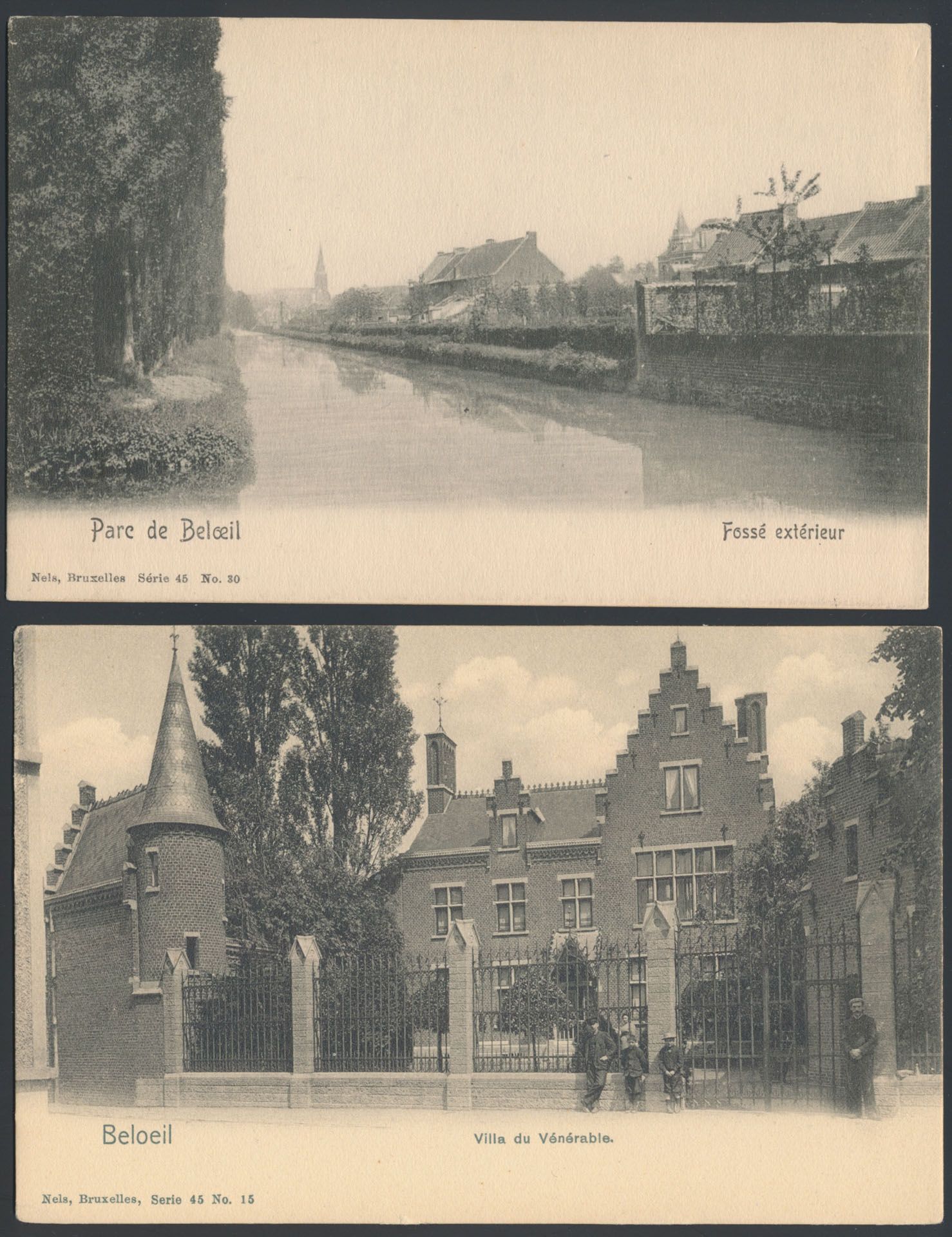 Beloeil, quelques belles vues du château de Beloeil, toutes époques, dont 3 carnets (56 pièces).
