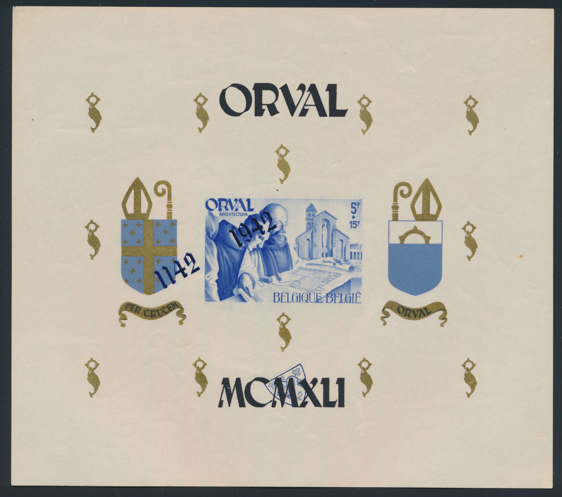 BL 23-Cu, English numerals, imperforate, NOT numbered, blue overprint, spectacularly shifted overprint, f (OBP ++€140)