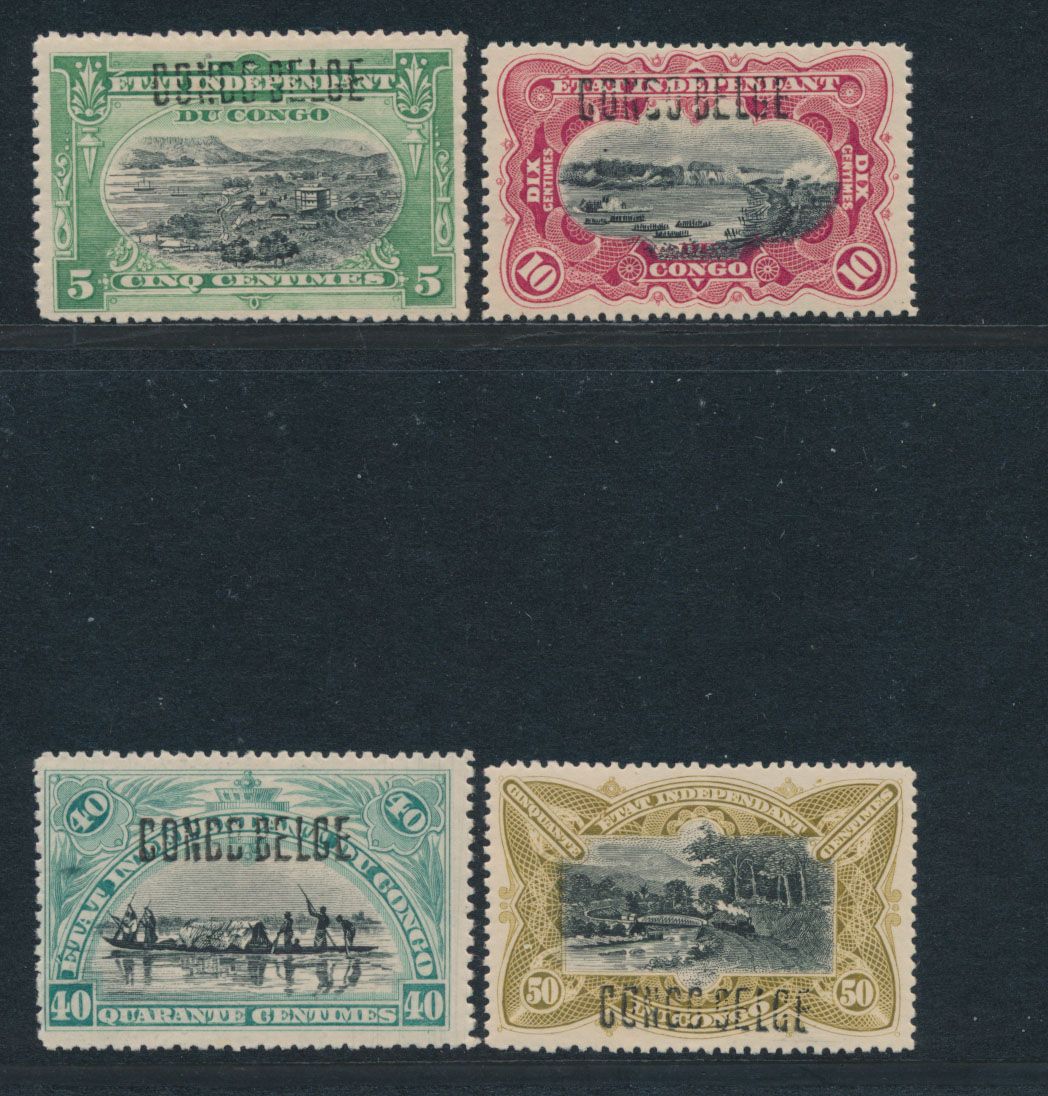 N° 30B, 31B, 34B and 35B All with Brussels overprint 