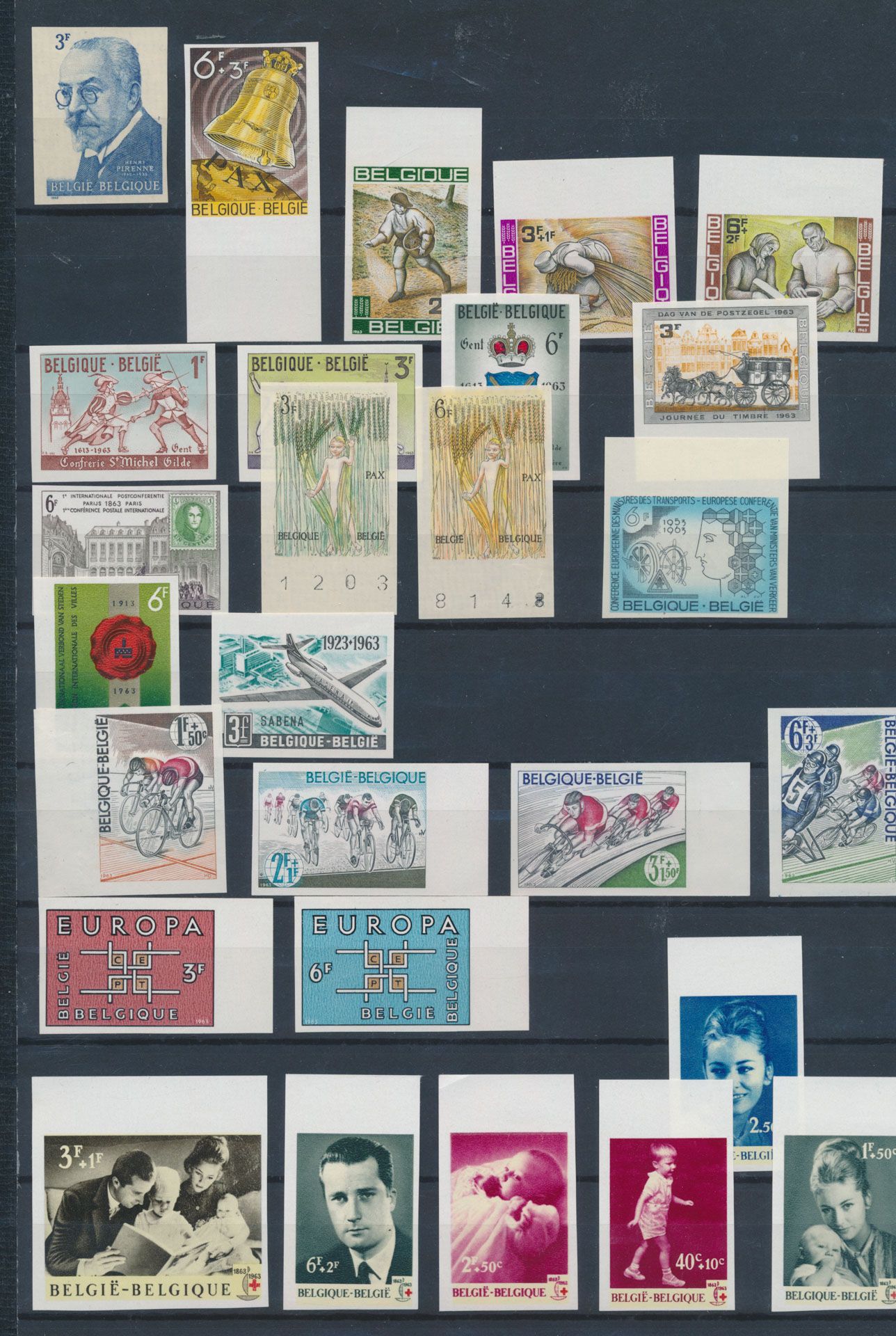 1963, Ongetand ** zonder BL 34 en 1267A/B, 1240 *, 1243/45 * en 1259 *, zm (OBP €937)