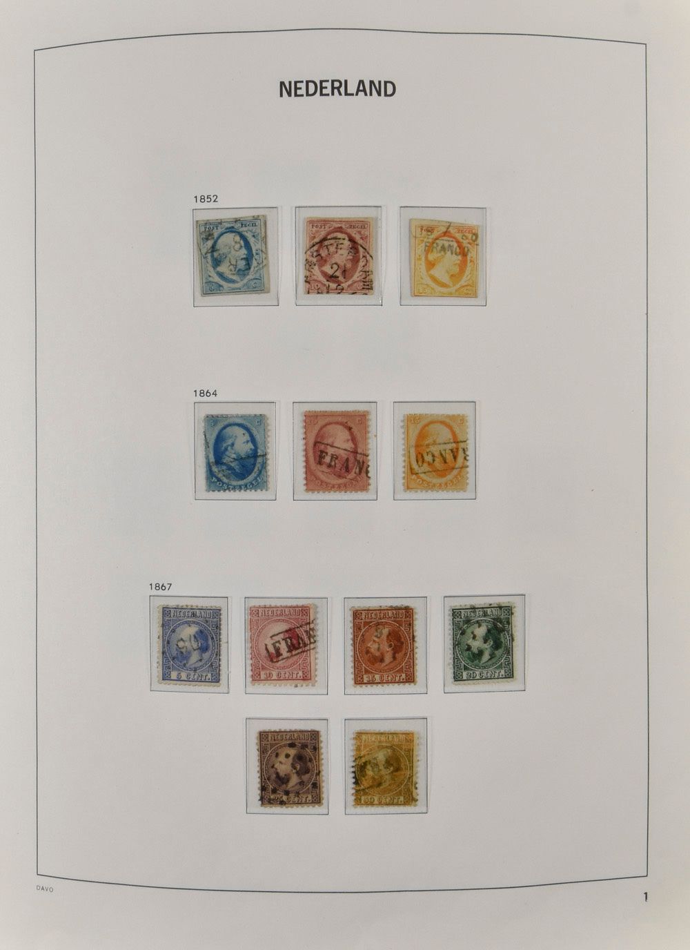1852/1986 Collection quasi complète dans un album Davo comprenant le n° 1/47 (qualités diverses), jubilé 1913 à 
