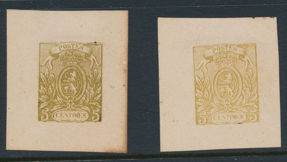 Type STES 1285, 2 privéherdrukken door Moens (1870), gebaseerd op originele matrijs van van Dargent uit tekening van Delpierre, niet aangenomen ontwerpen, 