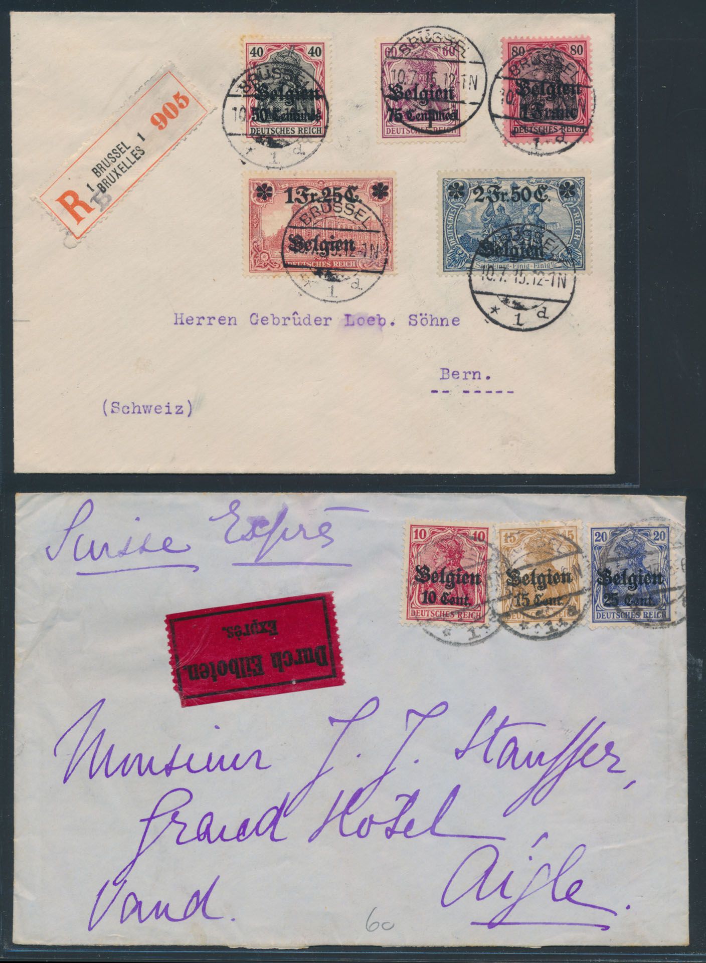 1914/1917, 35 poststukken (PWST, brieven en zichtkaarten), merendeel Germania met 