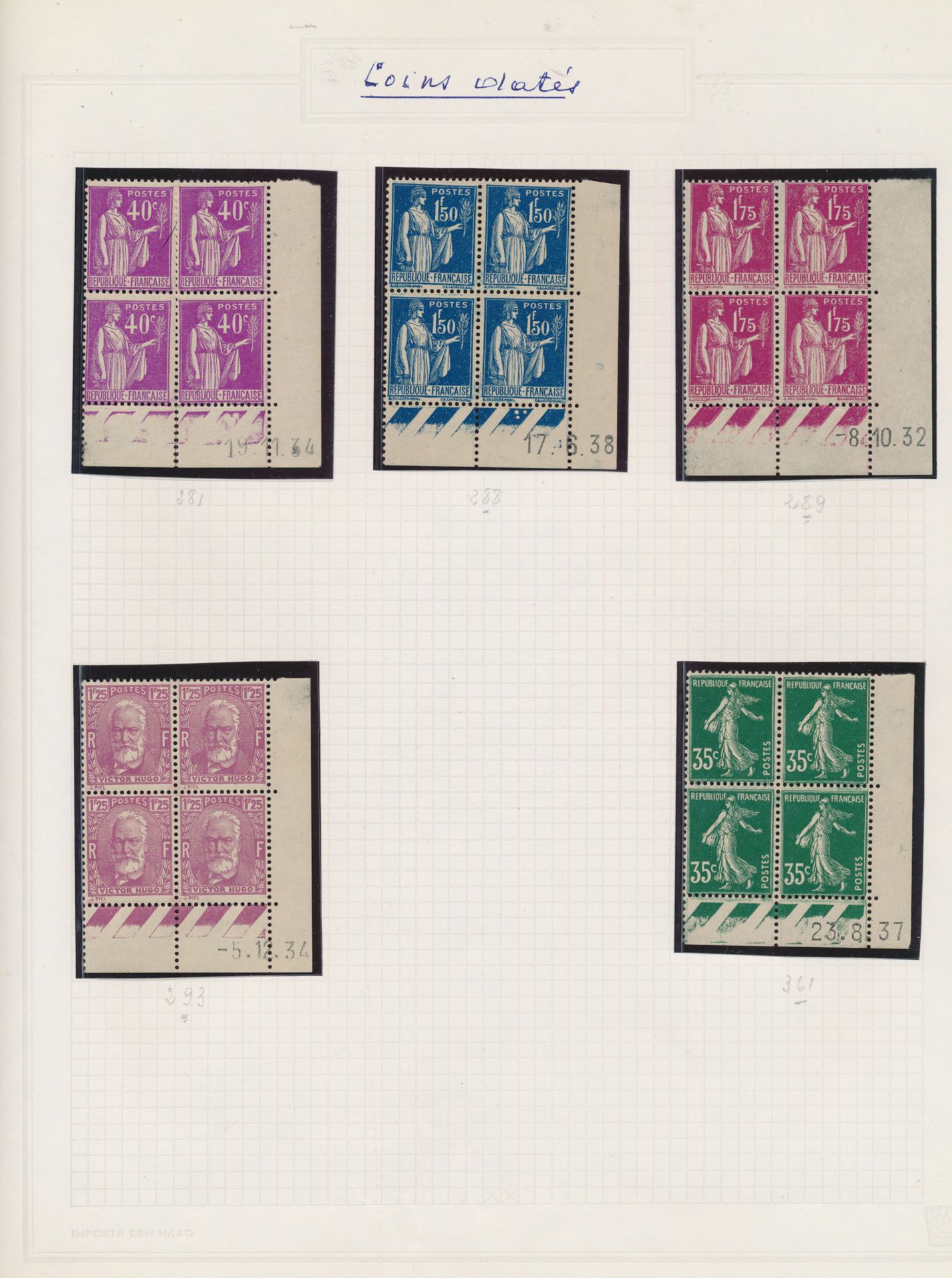 1934/1945 Verzameling coins datés (Yv. €424)