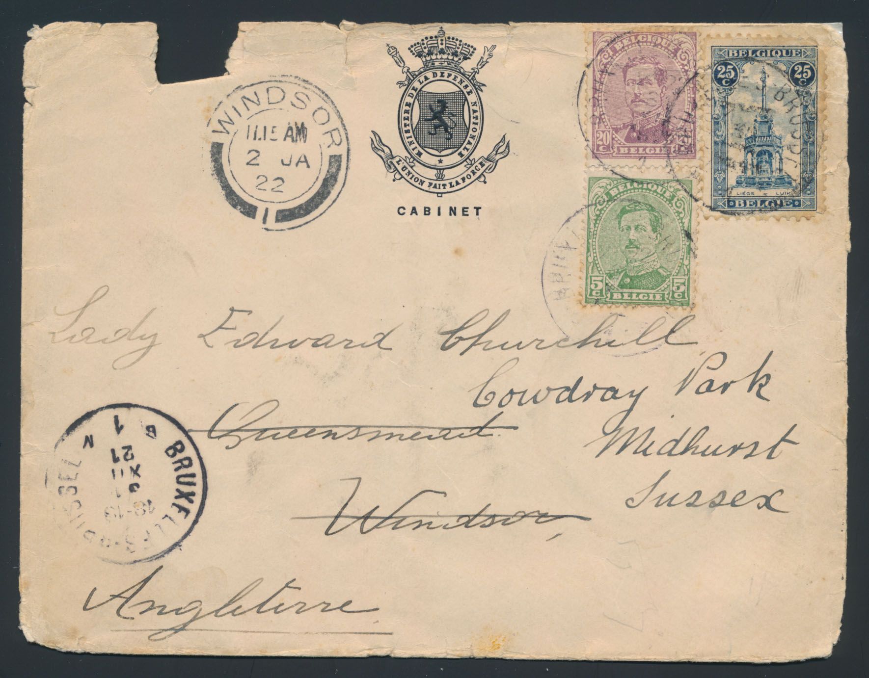 1921 N° 137, 140 en 164 op enveloppe, met briefhoofding 
