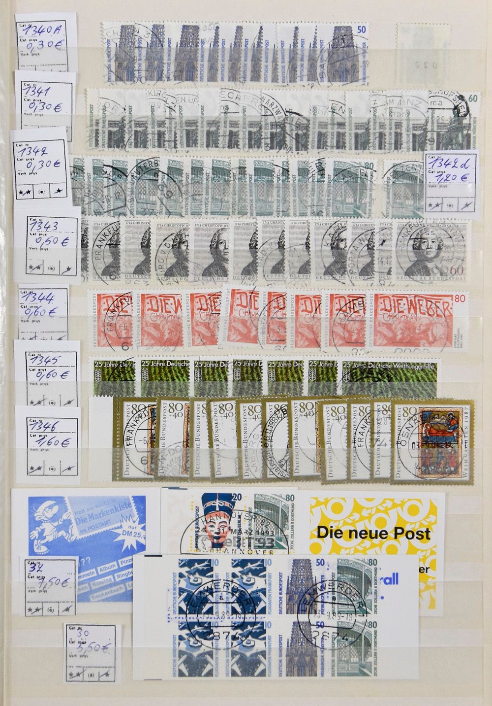 1945/1989, voorraad in 3 insteekboeken, w.o. volledige reeksen, overwegend gestempeld, hoge cat. waarde, zm/m.