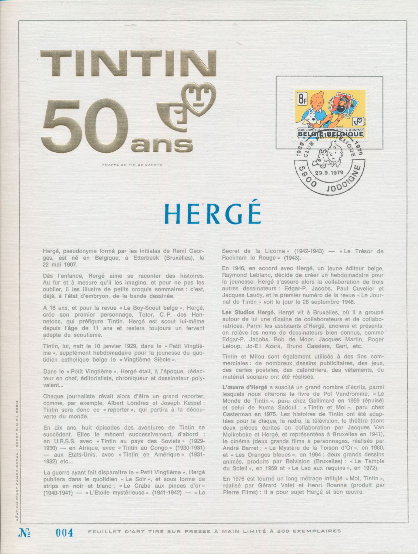 1963/1988 Verzameling HK, vooral goudbladen in 11 mappen w.o. 4 x Kuifje 1979, zm 