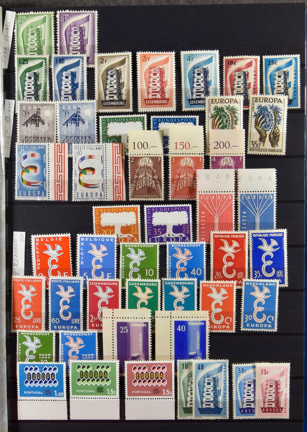 1956/1972 Verzameling in 2 insteekboeken met o.a. Luxemburg 1956, Liechtenstein 1960, Cyprus 1962, tevens meelopers, zm 