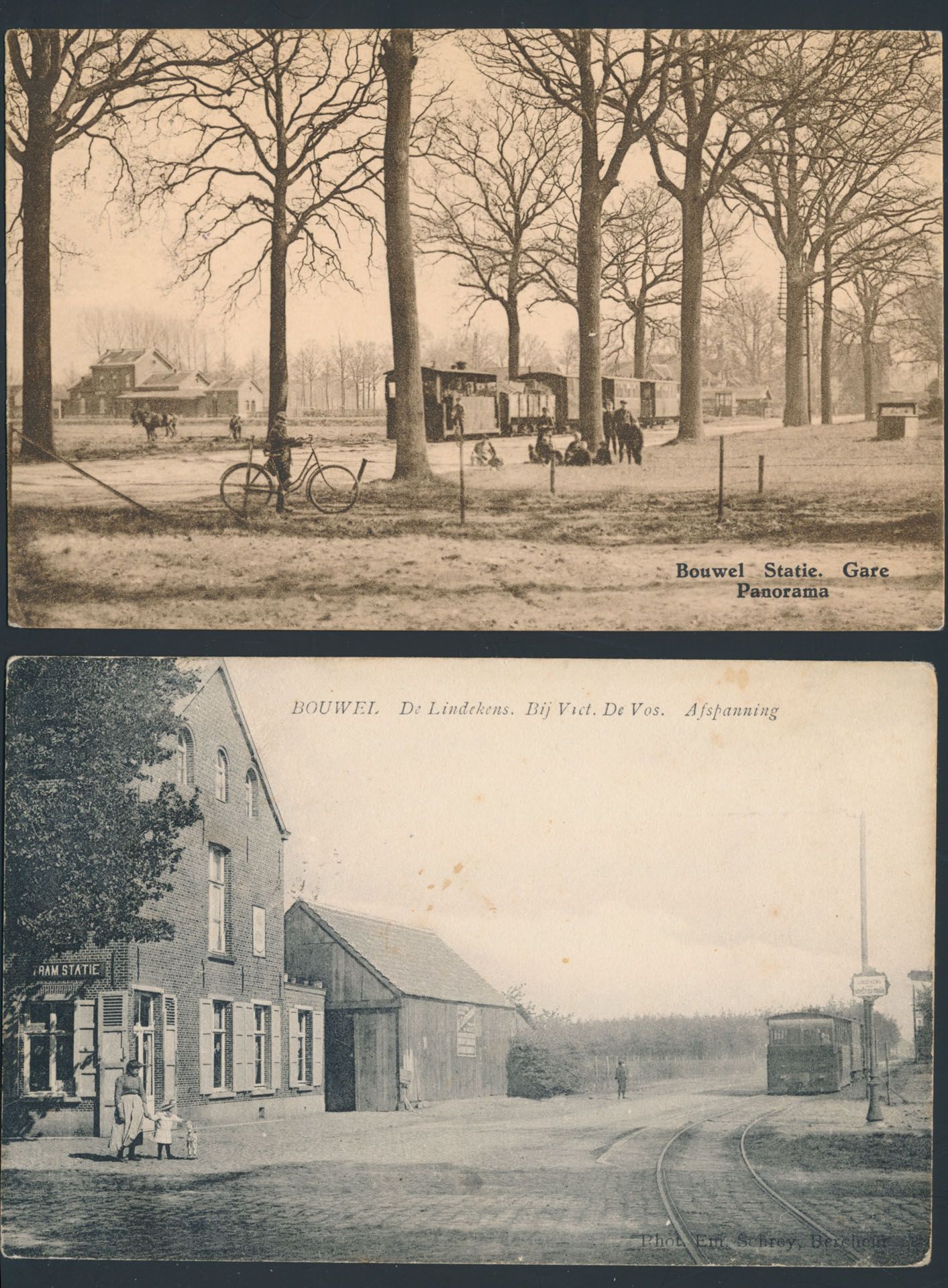 Provincie Antwerpen Bouwel, w.o. stoomtrams met mooie dorpszichten (4 stuks)