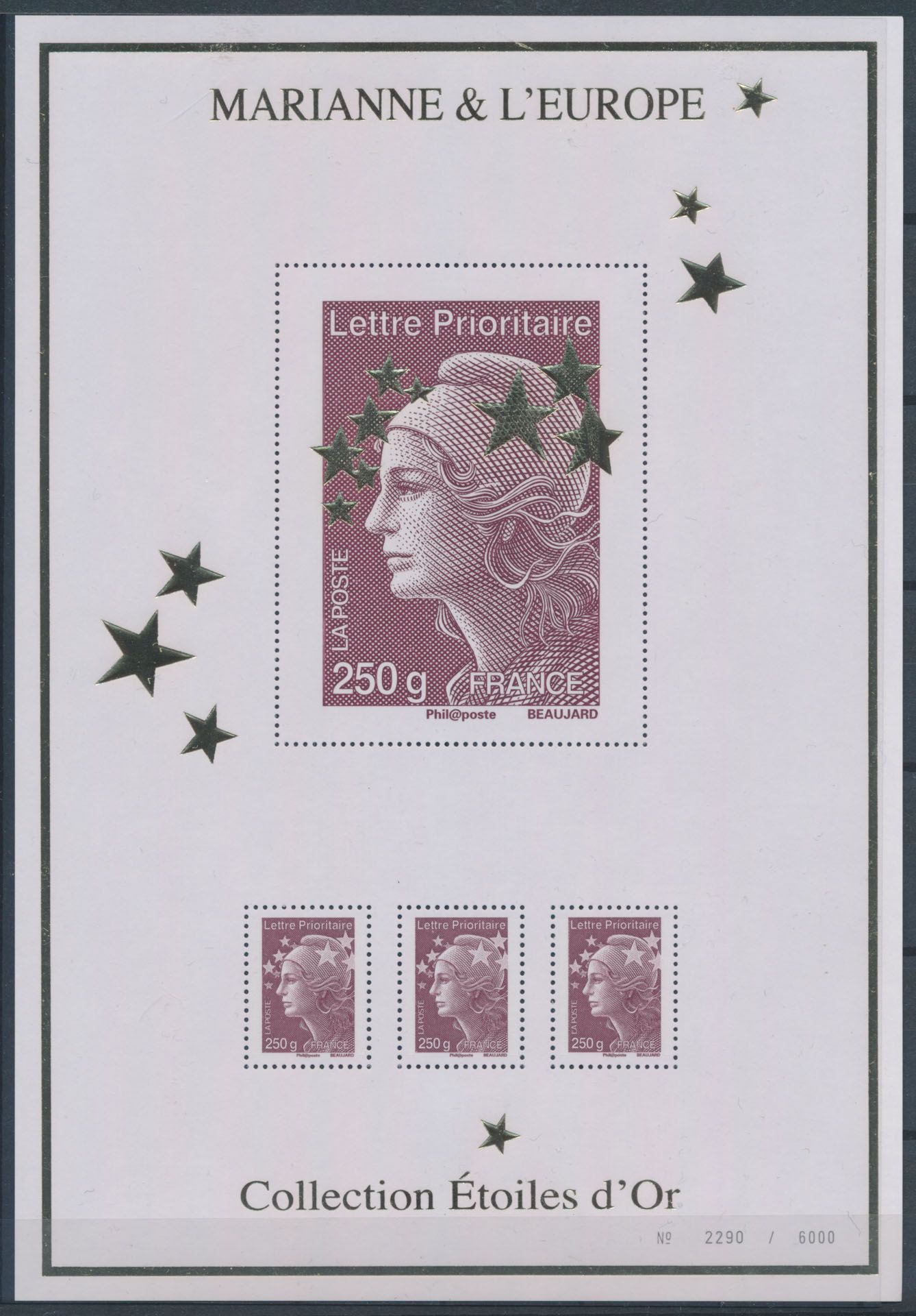 2012, n° 4020 (Yv.), Coffret Marianne Etoiles d'or - grand format luxe verzameling, oplage n° 2290/6000, zm (Yv. €450)