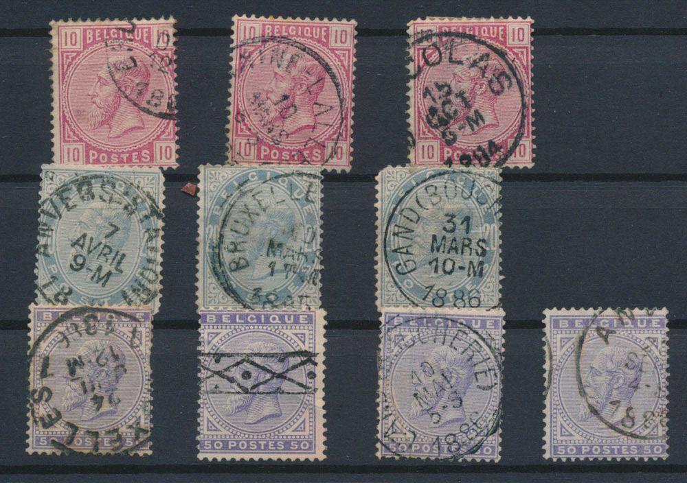 Nos 38 (3x), 39 (3x) and 40 (4x), some central cancellations, vf/f/to be checked