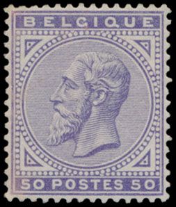 N° 41 '50c lichtviolet' linkerbovenhoekje geplooid en wat gebruinde tint, m/ntz (OBP € 1.380)
