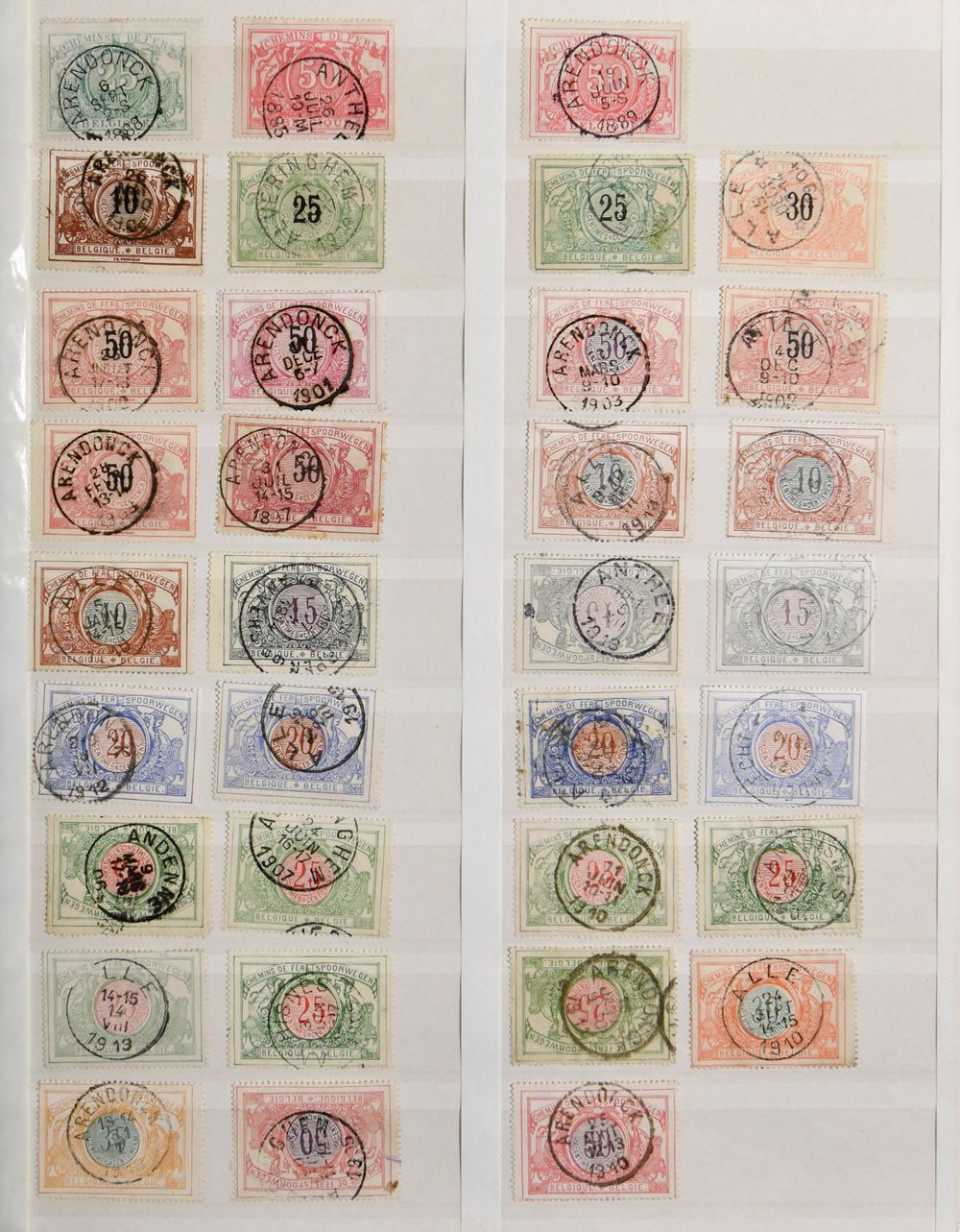 1885/1914, collection of circular cancels (+500) + 1933/40 (+/- 200), in album, vf/f.