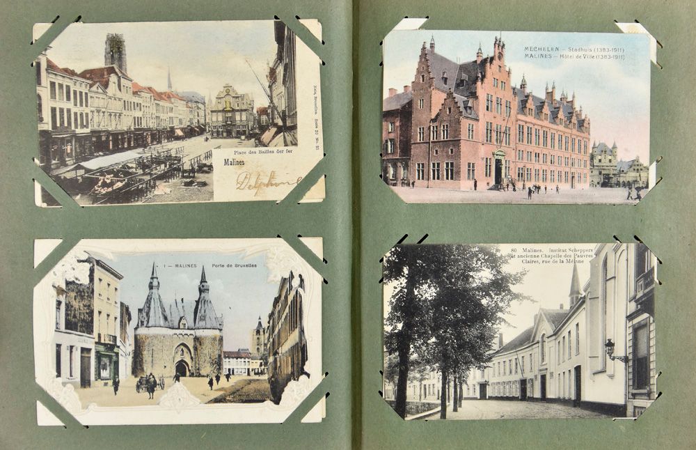 Mechelen, alle oude periode, w.o. enkele betere kaarten, in oud albumpje (180 stuks)