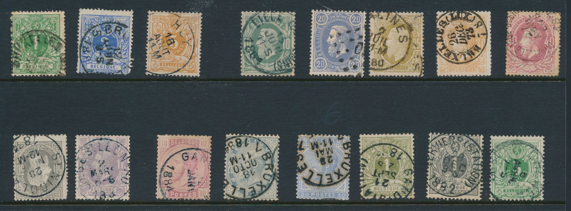 Lotje tussen N° 26 en 45 (16 zegels, zonder de hoge waarden), enkele leuke afstempelingen, zm