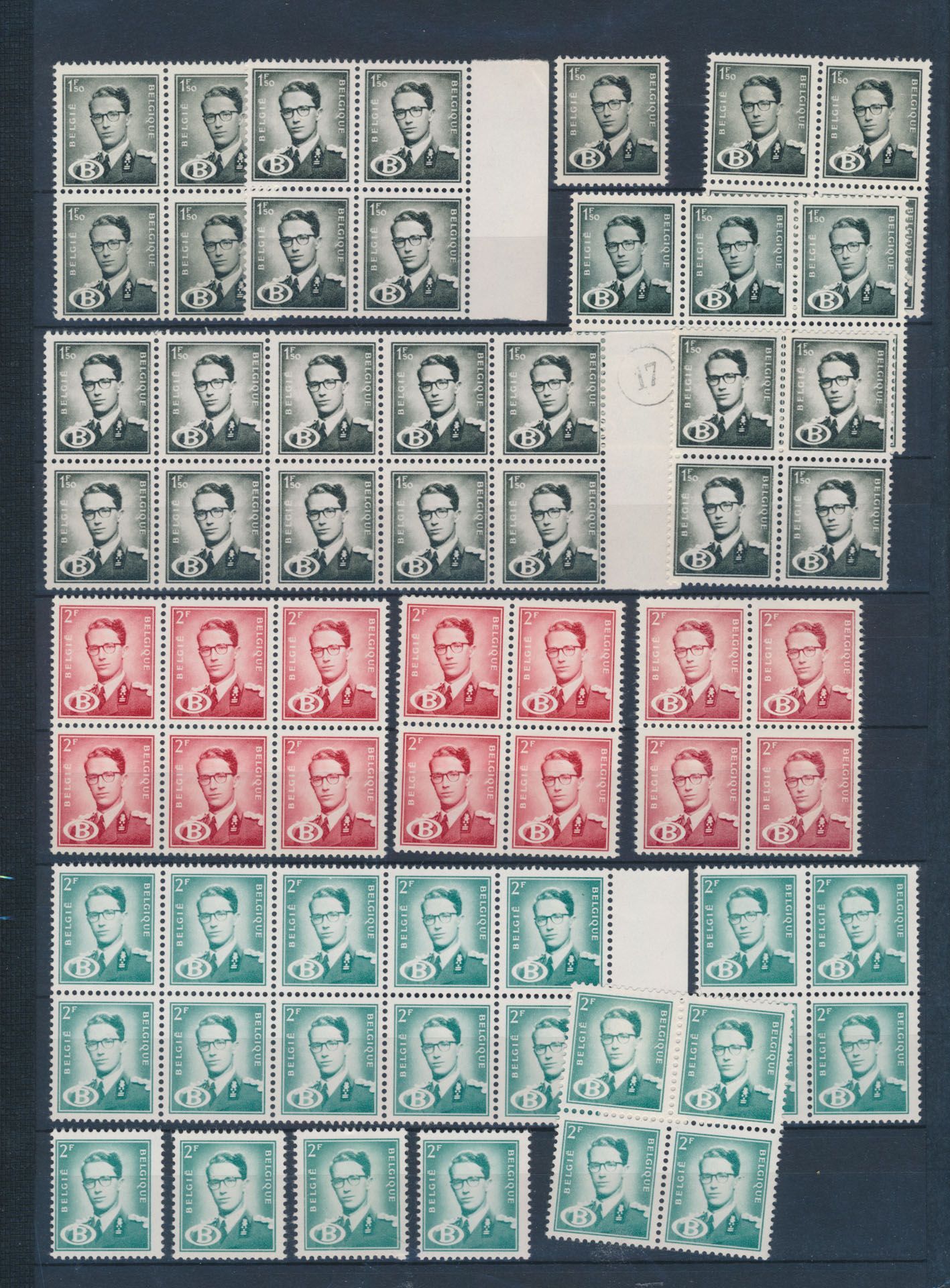 Dienst 557/63, samenstelling w.o. kleurnuances w.o. S 58 (14x), zm (OBP € 1.292)