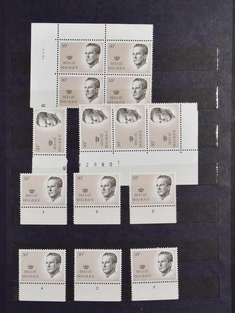 1912/2001 Samenstelling vooral type Elström en Velghe in insteekboek, waarbij plaatnummers en datumstroken, zm (Frankeerwaarde: 11.204 BEF)