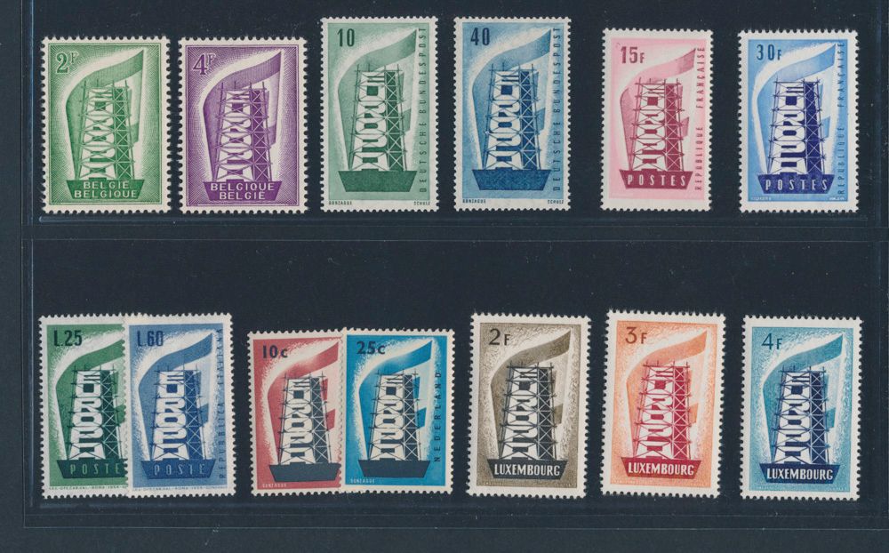 Volledig jaar 1956 (6 landen), zm (Yv. €565)