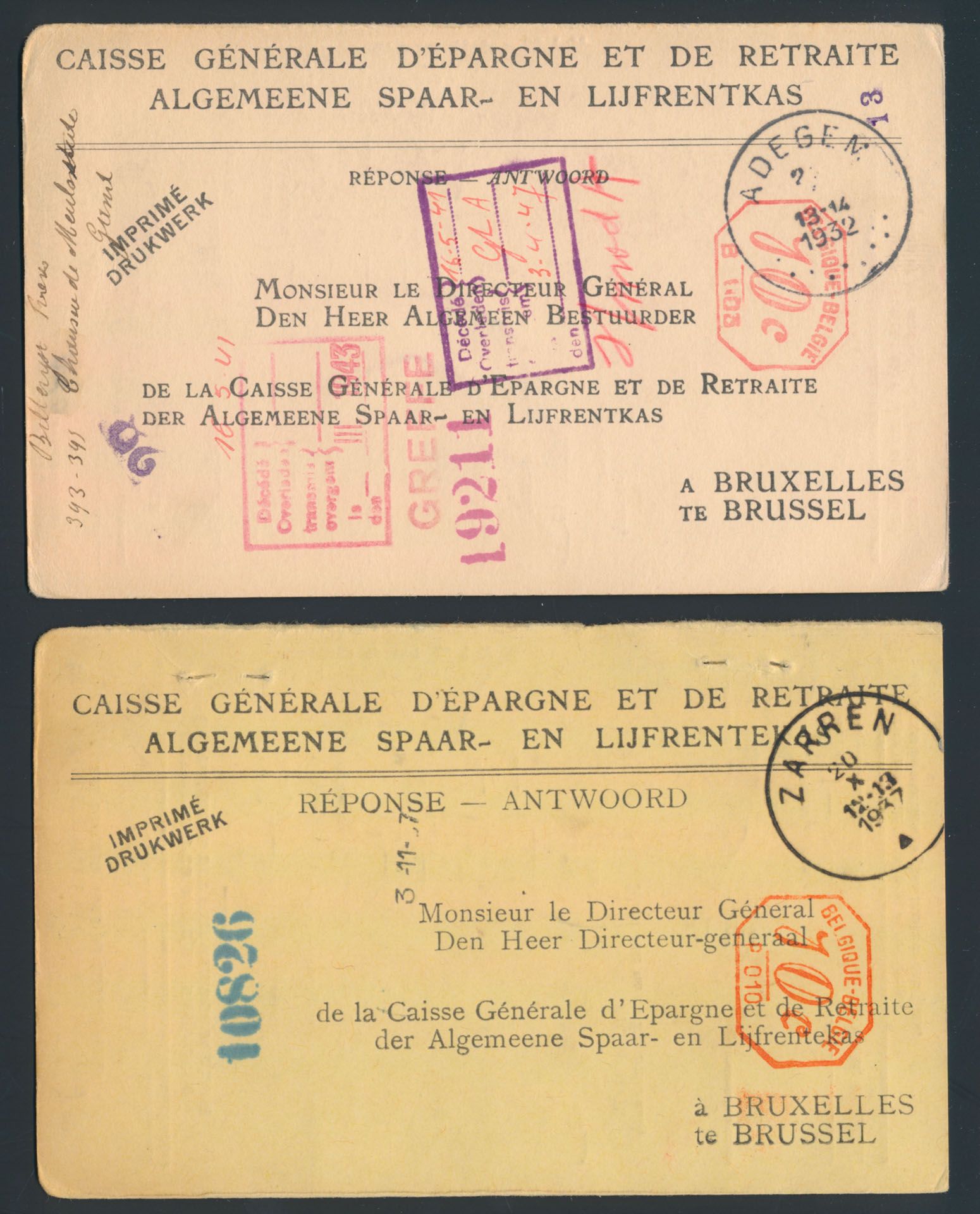 ASLK-kaarten 1920/40 +/-300 , interessant voor stempelzoekers, zm/m