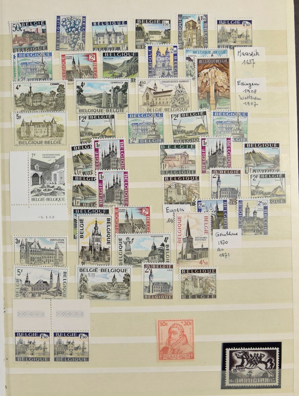 Samenstelling overwegend volledige reeksen in insteekboek (1938/90), w.o. nominaal, zm/m