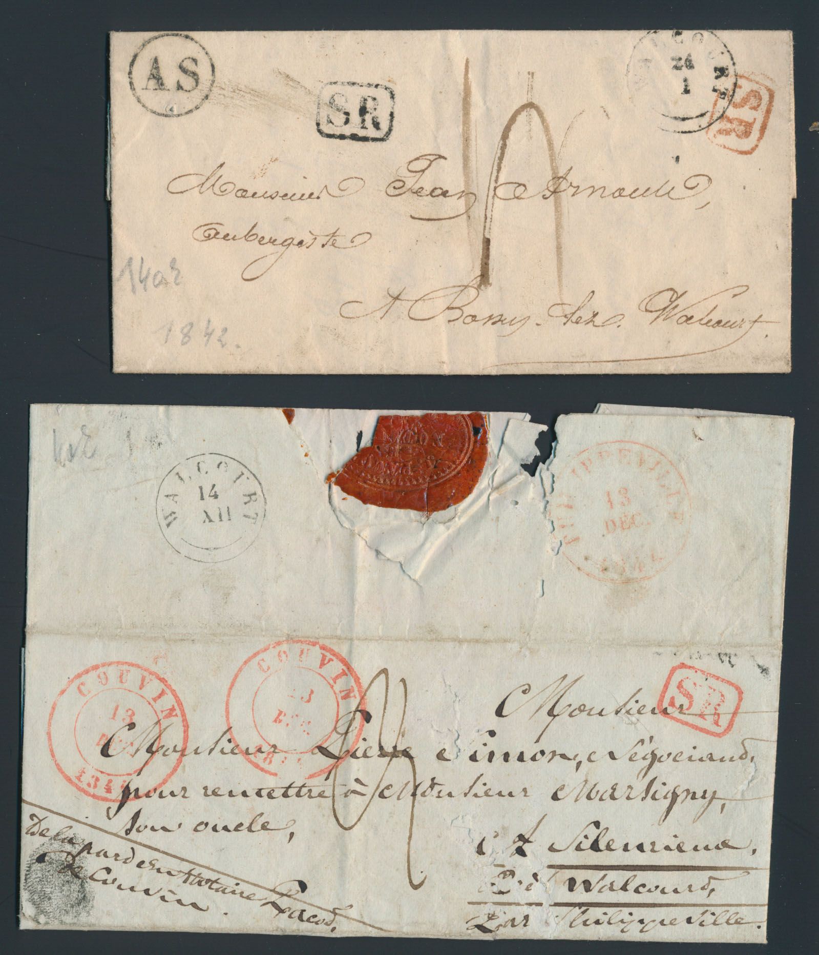 Walcourt, verzameling van enkele voorlopers (Type 18), enkele PWST en brieven tot moderne periode,ook een enkele brieven Rognée, zm/m/ntz