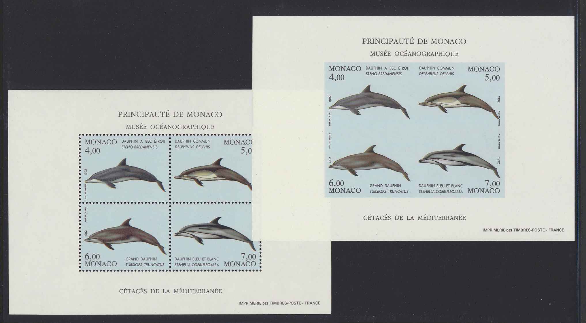 BL 56, 56a, 59, 59a, 64, 64a, 1992/1994 Walvissen blokken volledig zowel getand als ongetand, zm (Yv. €663)