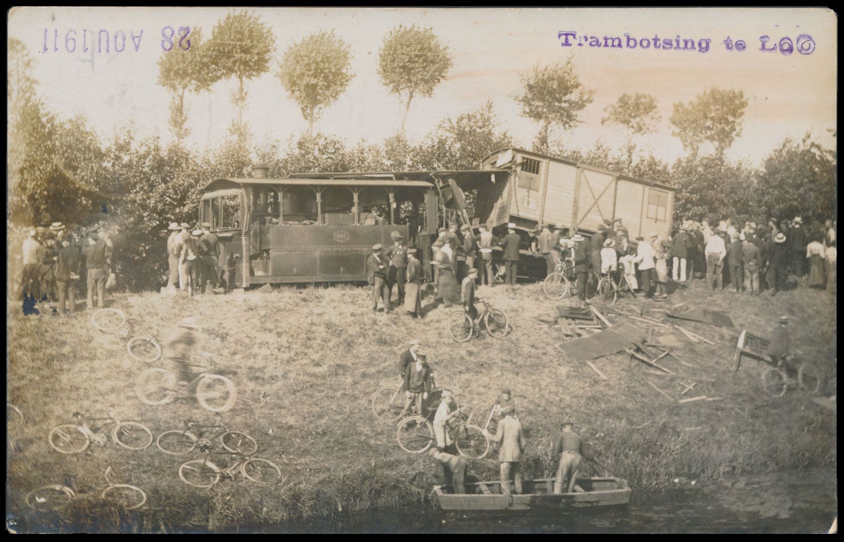 Provincie West Vlaanderen, Lo- Reninge, fotokaart van trambotsing (1 stuk)
