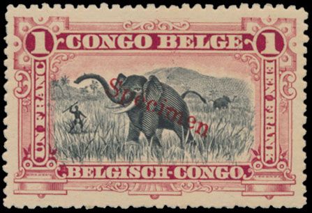 1 Fr carmine Elephant Mols Bilingual 1910 with red 