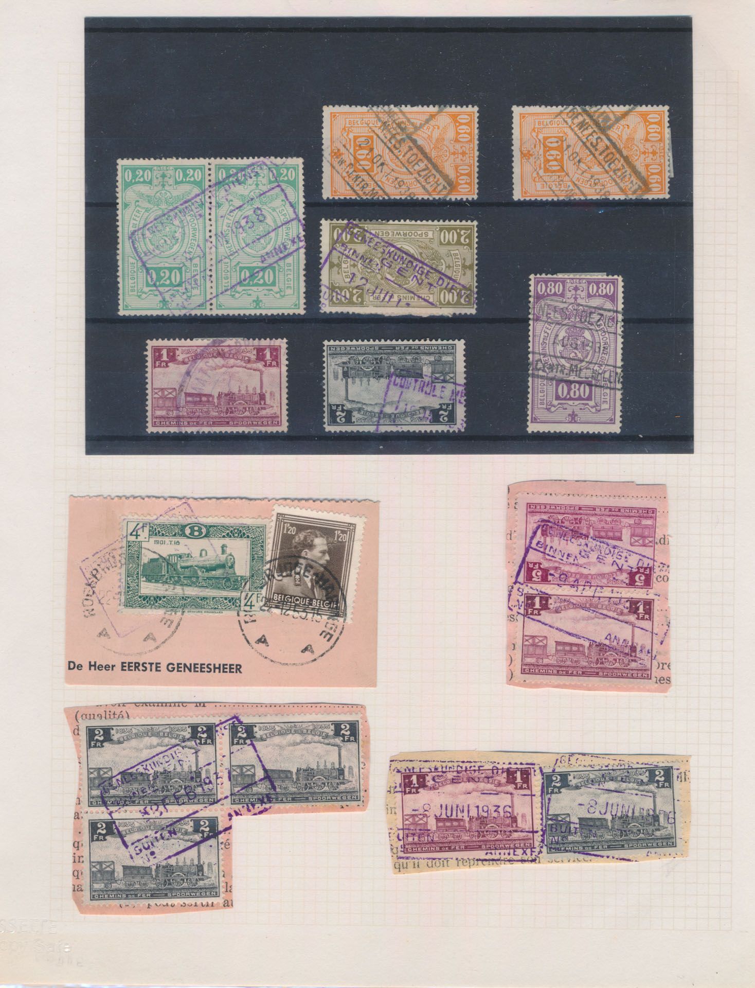 1930/1983 Accumulation of 78 stamps and 25 documents with SNCB service stamps (administration, medical service, etc.), vf/f/to be checked.