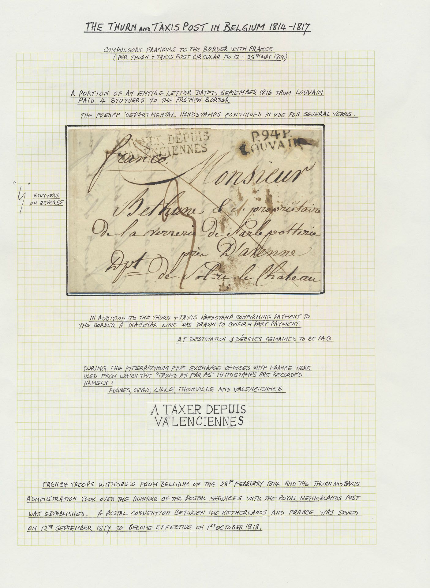 1816 Voorloper, voorzijde, vanuit Leuven (zwarte naamstempel 