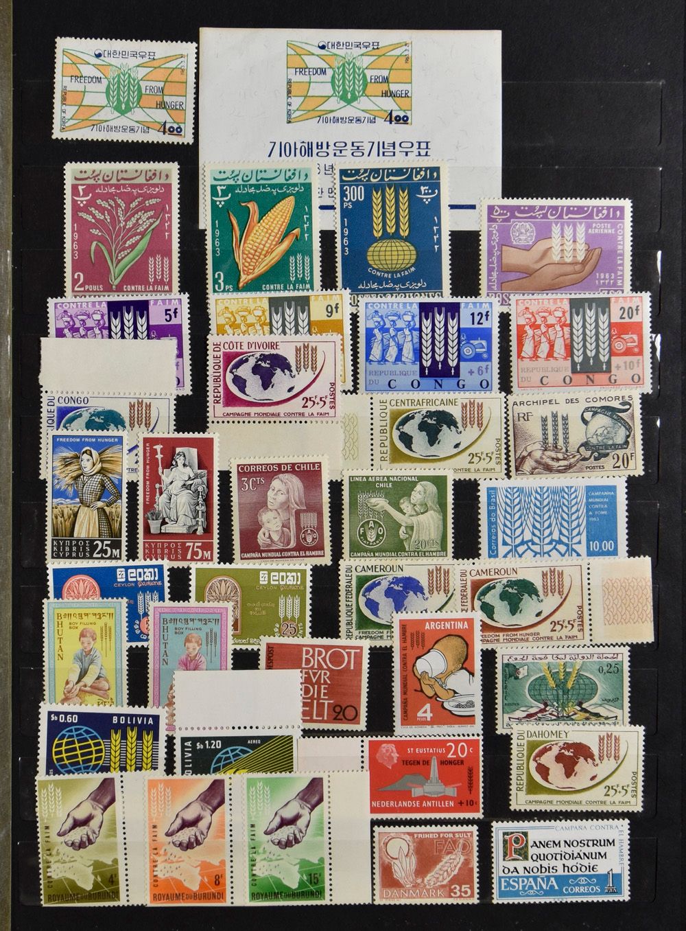 Anti-Hunger 1963/65, Sammlung im Ordner, darunter England Phosphor, Commonwealth, einwandfrei, zm