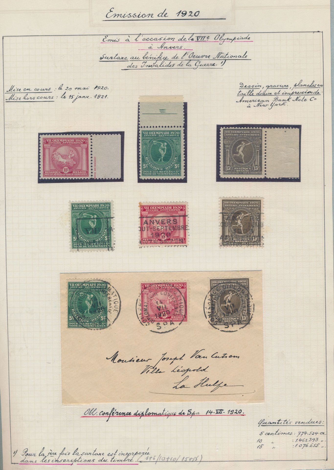 N° 179/81, de reeks 3x (1x met bladboord en randinscriptie en 2x met speciale stempels), zm.