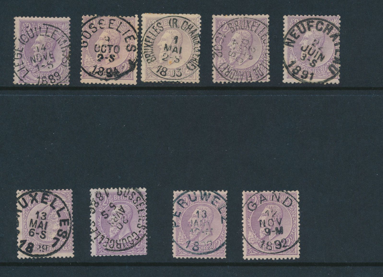 No 52 Beautiful collection of centrally cancelled stamps (9 stamps), for the specialist stamp collector, vf (OBP €360)