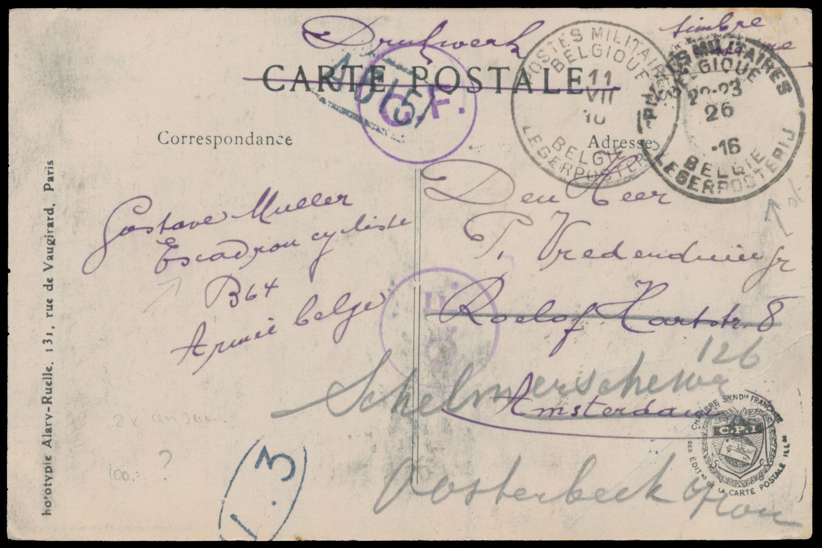 1916, 9 zichtkaarten, verstuurd met rondstempels 