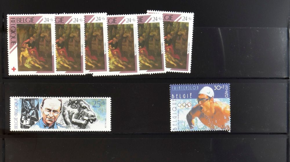 1963/2001, verzameling + voorraad in 7 albums of ringmappen, zm.