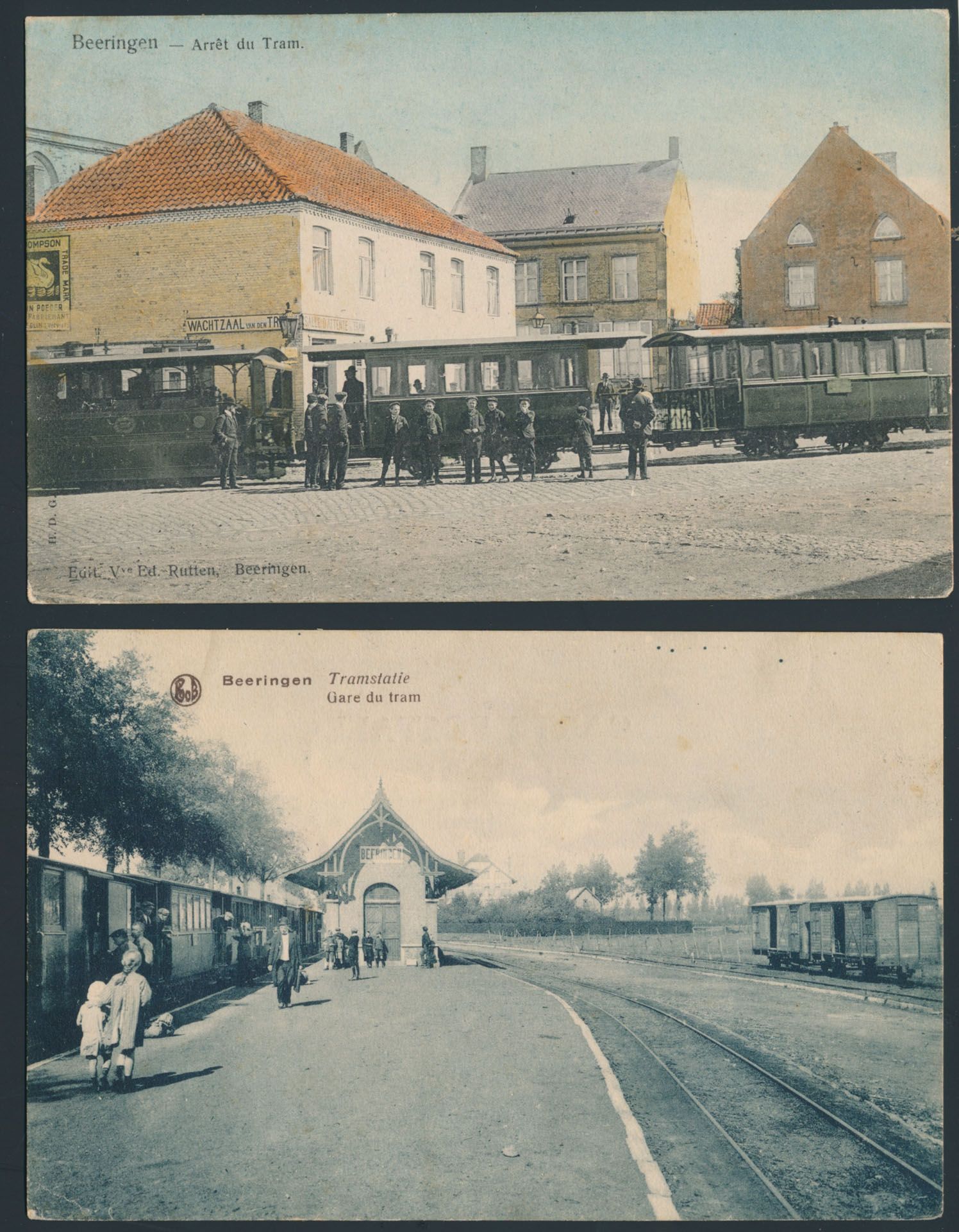 Provincie Limburg, Beringen, 2x de tramstatie met stoomtram (2 stuks)